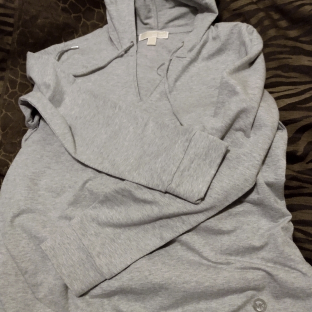 Michael kors sweater with hood (silver) never worn.